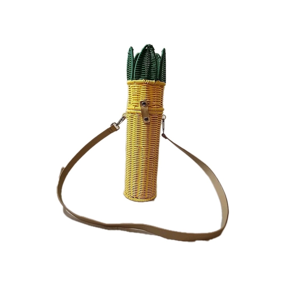 Hello Summer CIROA Pineapple Wine Caddy With Strap Faux Resin Wicker